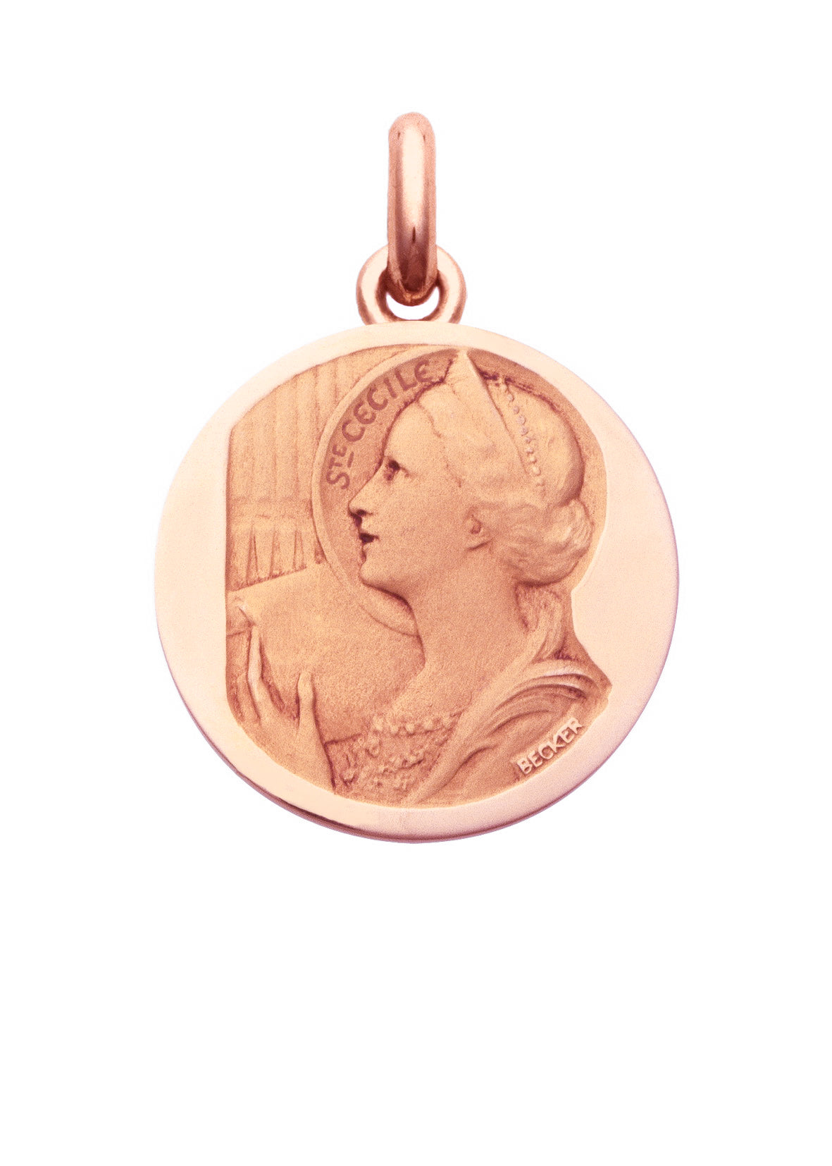 Médaille Sainte Cécile OR ROSE 18 carats / 15 mm