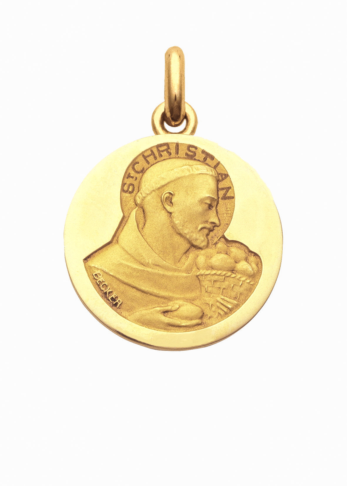 Médaille Saint Christian OR JAUNE 18 carats / 15 mm