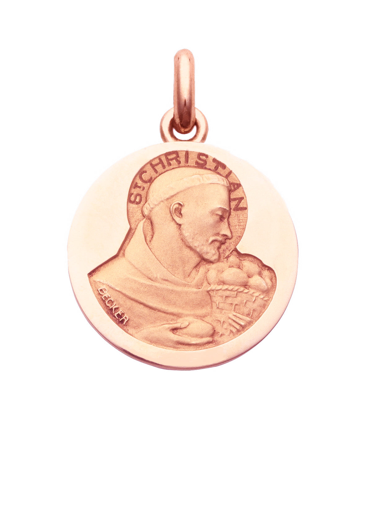 Médaille Saint Christian OR ROSE 18 carats / 15 mm