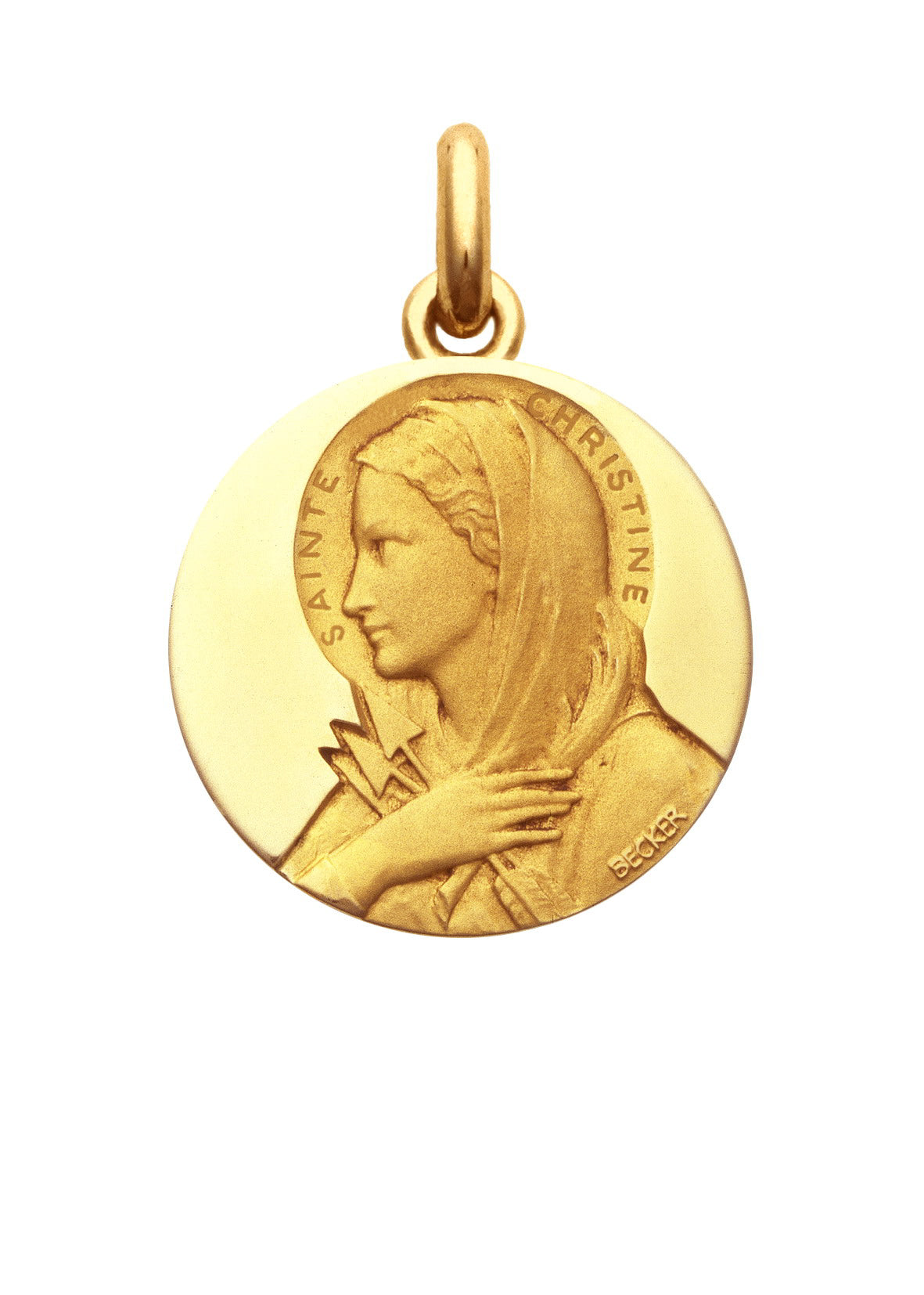 Médaille Sainte Christine OR JAUNE 18 carats / 15 mm
