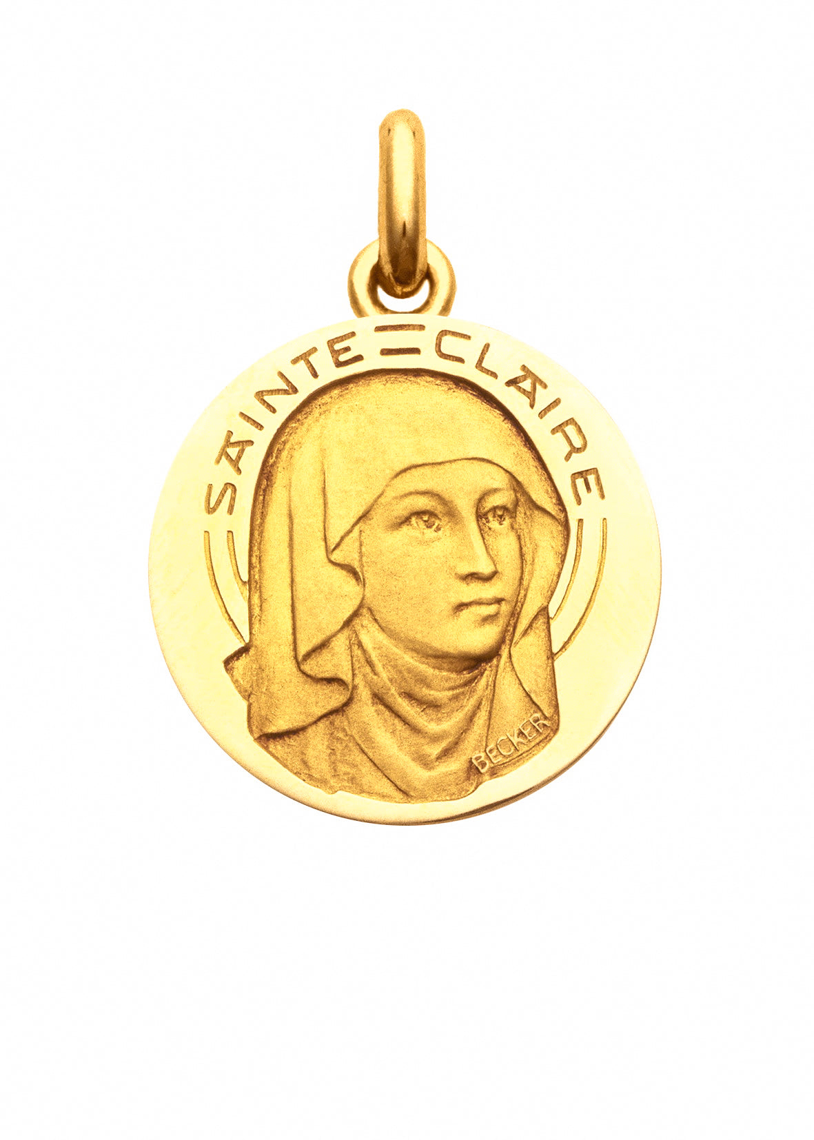 Médaille Sainte Claire OR JAUNE 18 carats / 15 mm