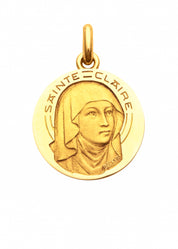 Médaille Sainte Claire OR JAUNE 18 carats / 15 mm