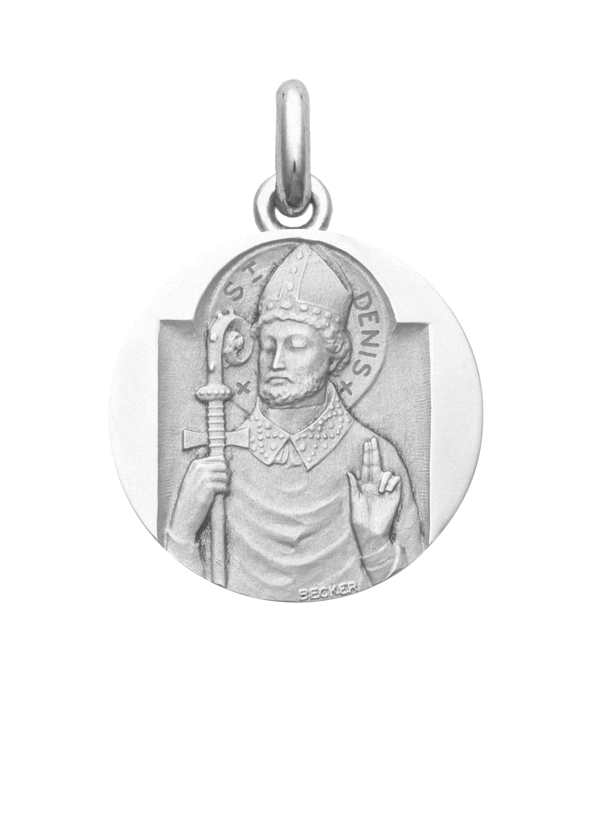 Médaille Saint Denis OR BLANC 18 carats / 20 mm