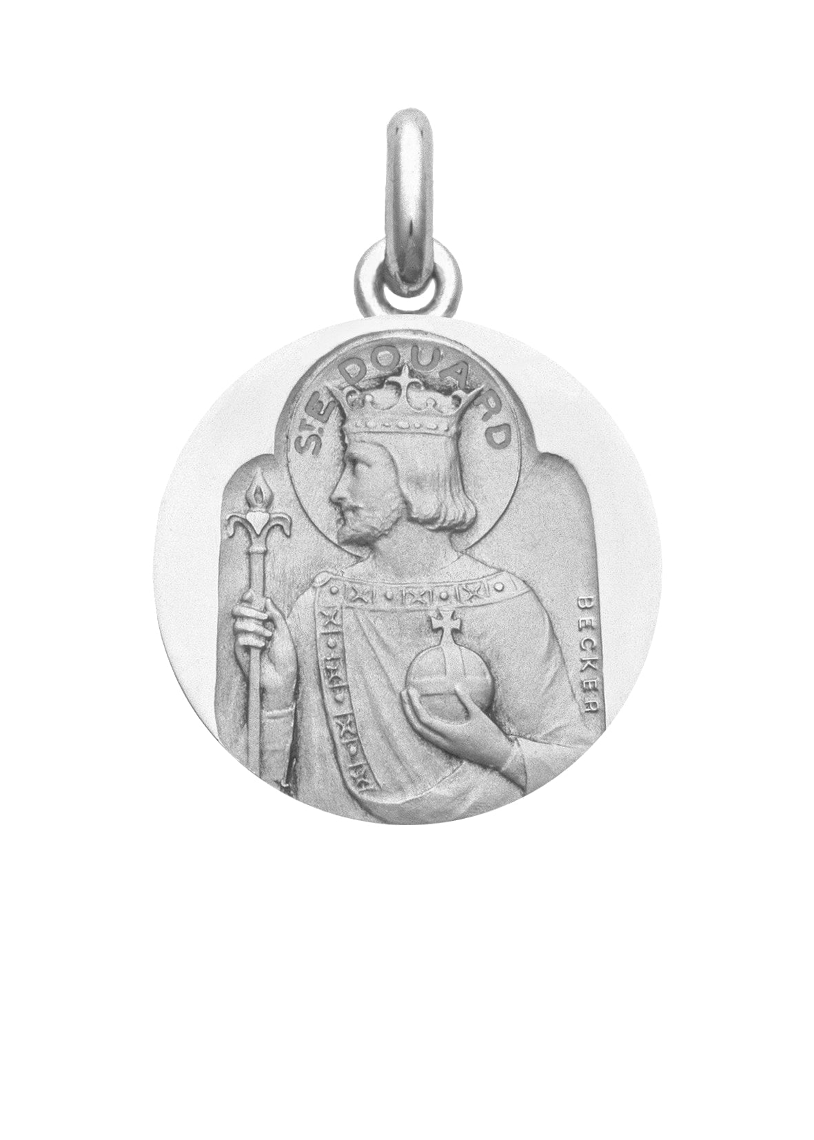 Médaille Saint Edouard OR BLANC 18 carats / 20 mm