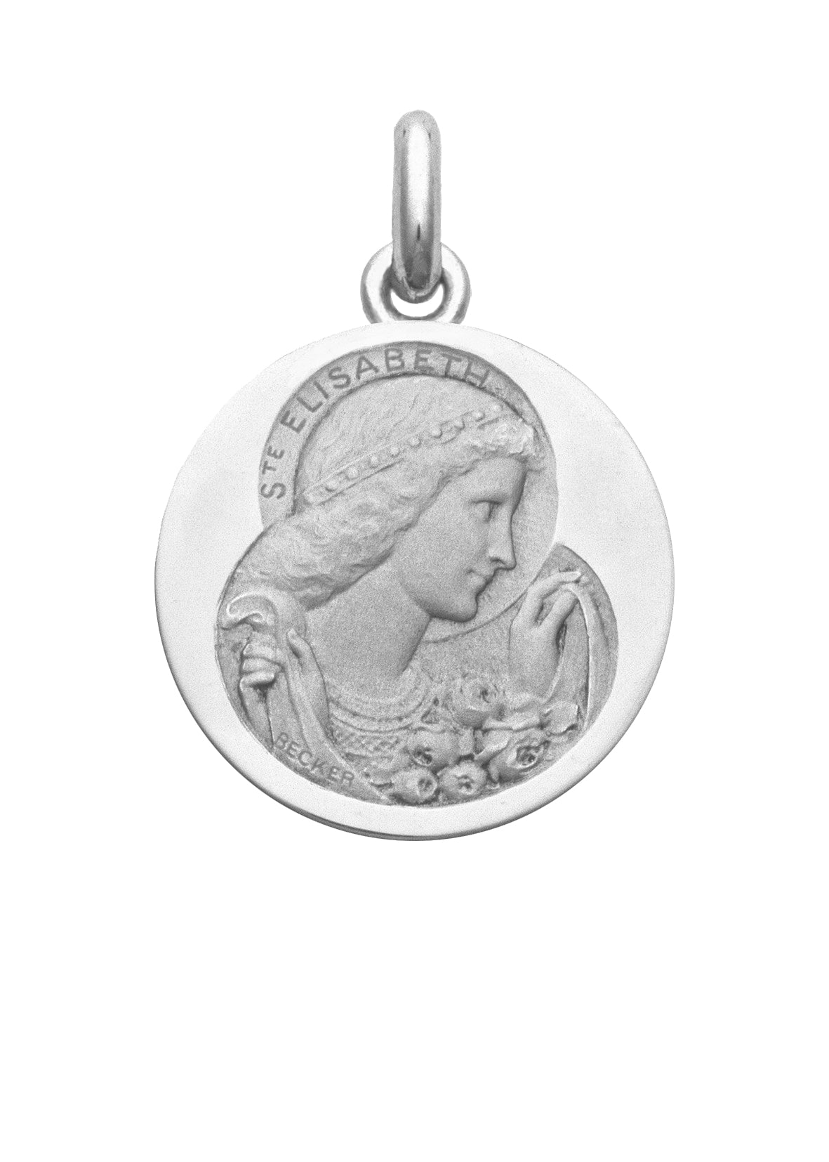 Médaille Sainte Elisabeth OR BLANC 18 carats / 20 mm