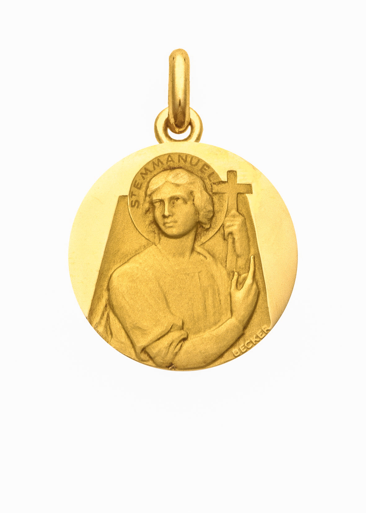 Médaille Saint Emmanuel OR JAUNE 18 carats / 15 mm