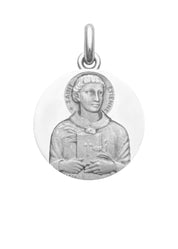 Médaille Saint Étienne OR BLANC 18 carats / 20 mm