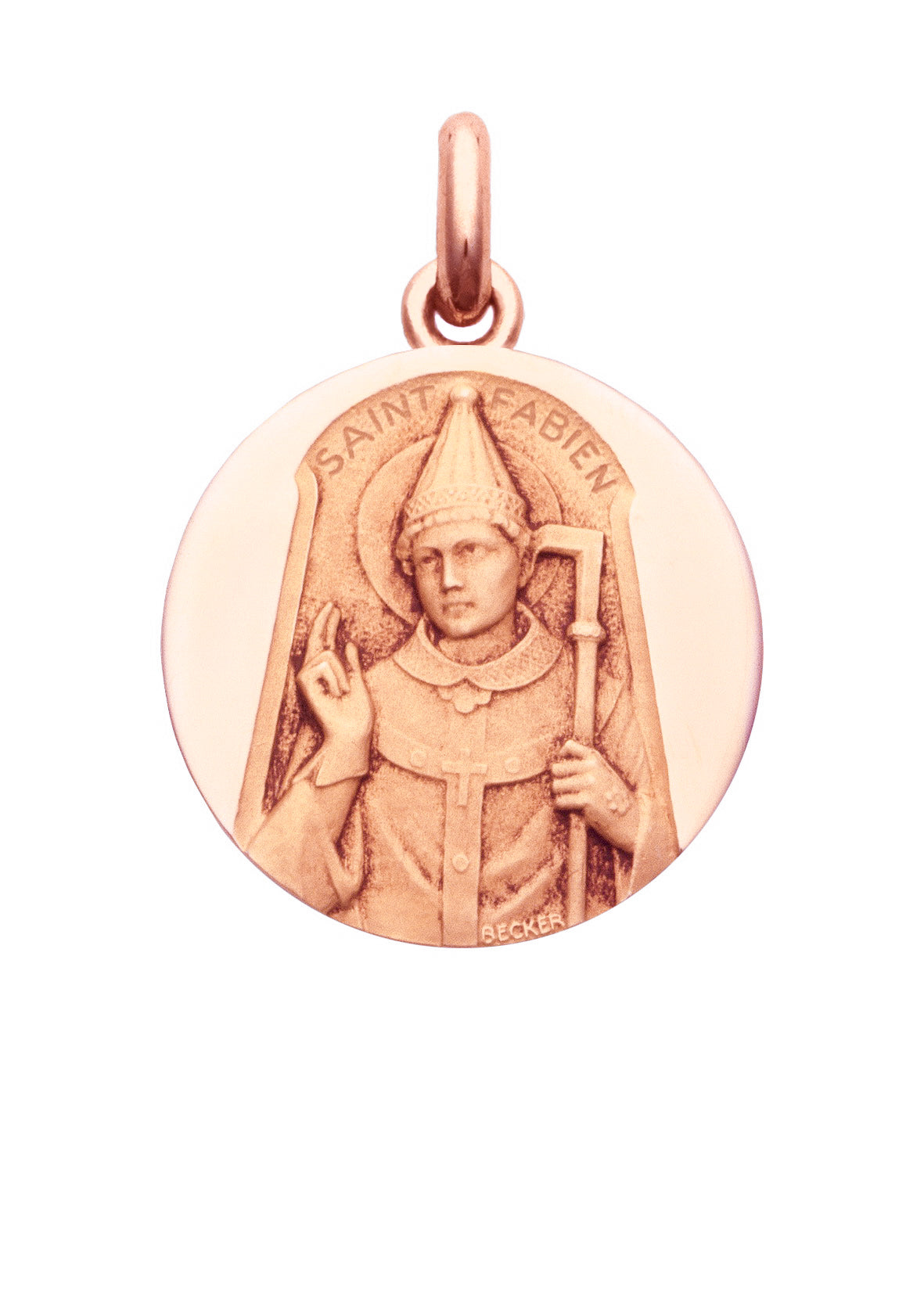 Médaille Saint Fabien OR ROSE 18 carats / 15 mm