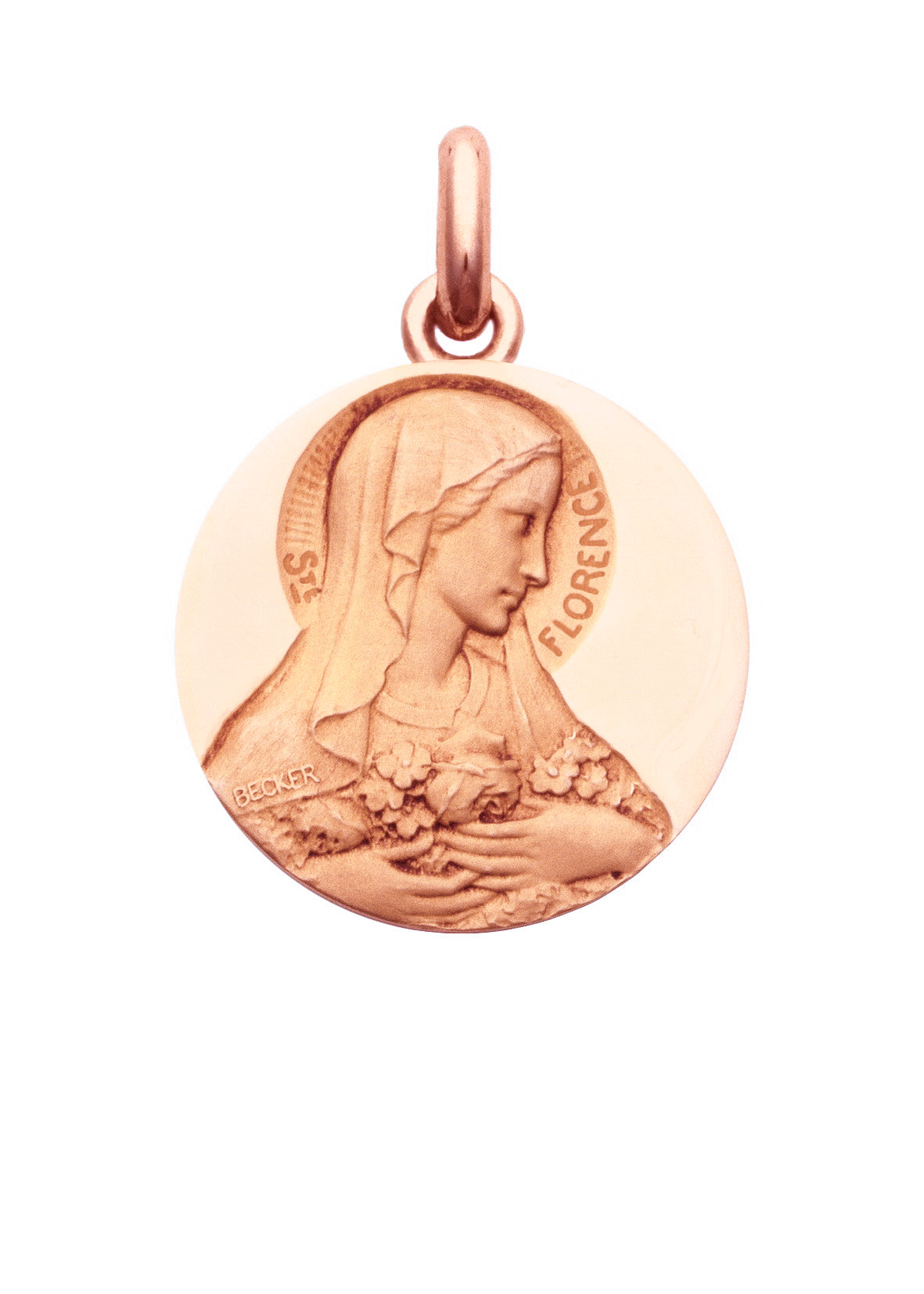 Médaille Sainte Florence OR ROSE 18 carats / 15 mm
