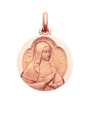 Médaille Saint Françoise OR ROSE 18 carats / 15 mm