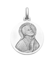 Médaille Saint François Xavier OR BLANC 18 carats / 20 mm
