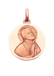 Médaille Saint François Xavier OR ROSE 18 carats / 15 mm