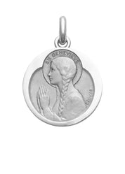 Médaille Sainte Geneviève OR BLANC 18 carats / 20 mm