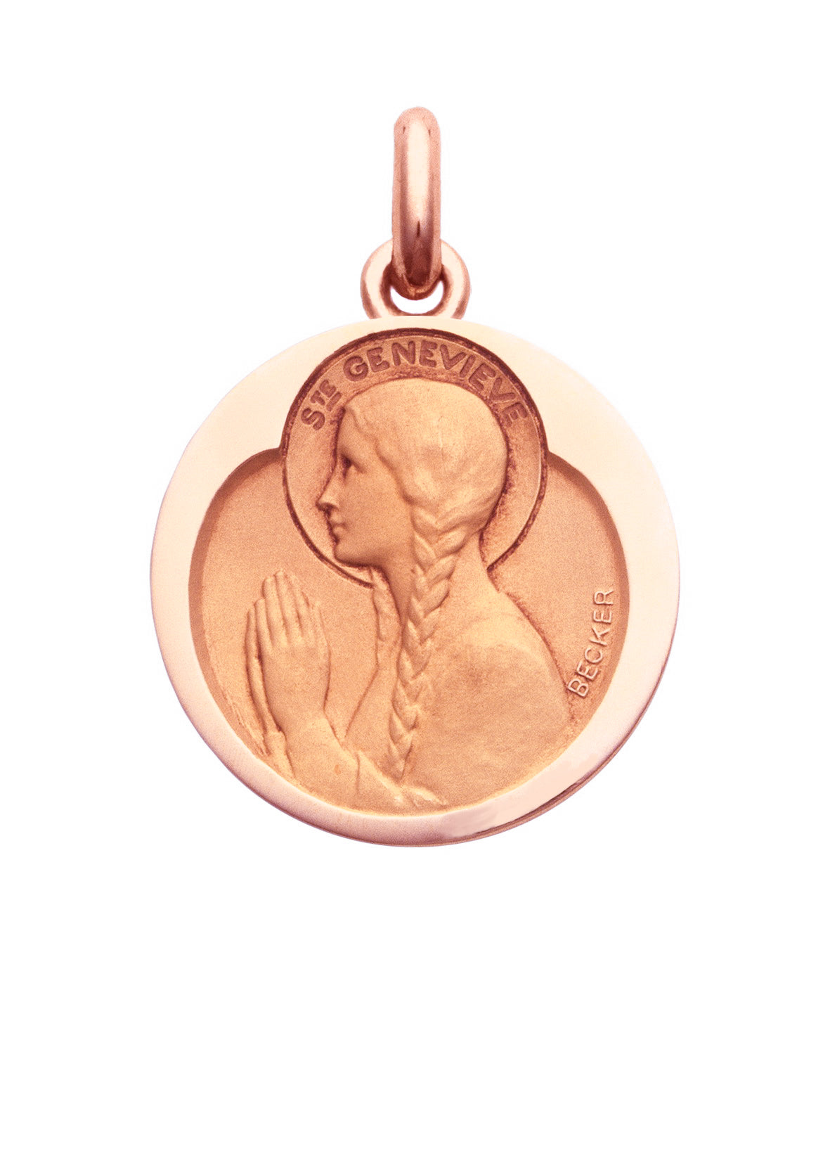 Médaille Sainte Geneviève OR ROSE 18 carats / 15 mm