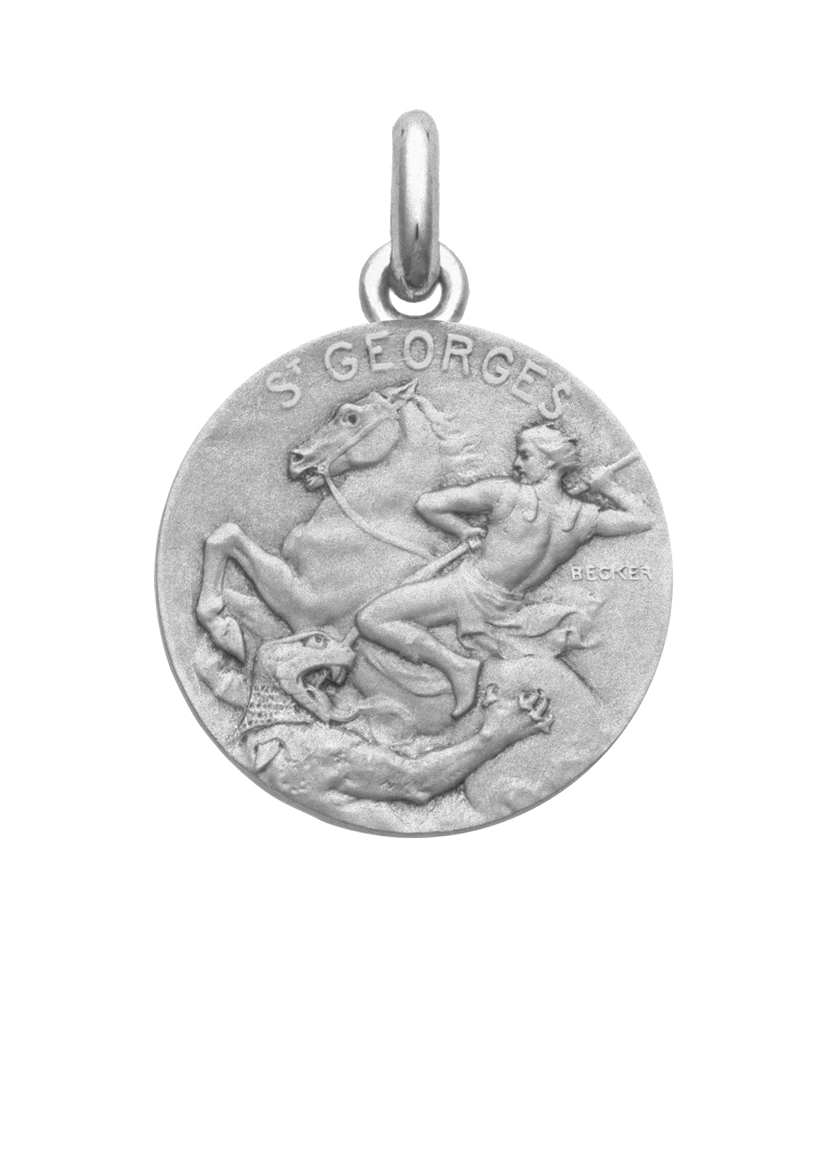 Médaille Saint Georges OR BLANC 18 carats / 20 mm