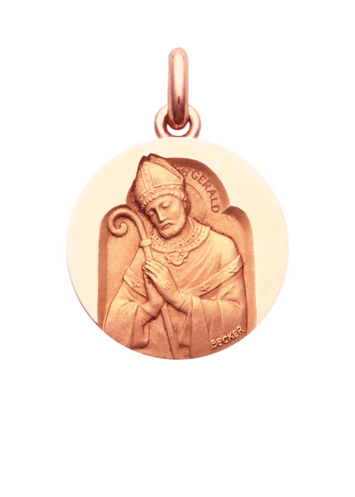 Médaille Saint Gérald OR ROSE 18 carats / 15 mm