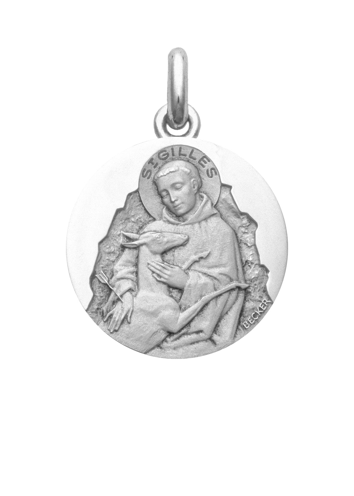 Médaille Saint Gilles OR BLANC 18 carats / 20 mm
