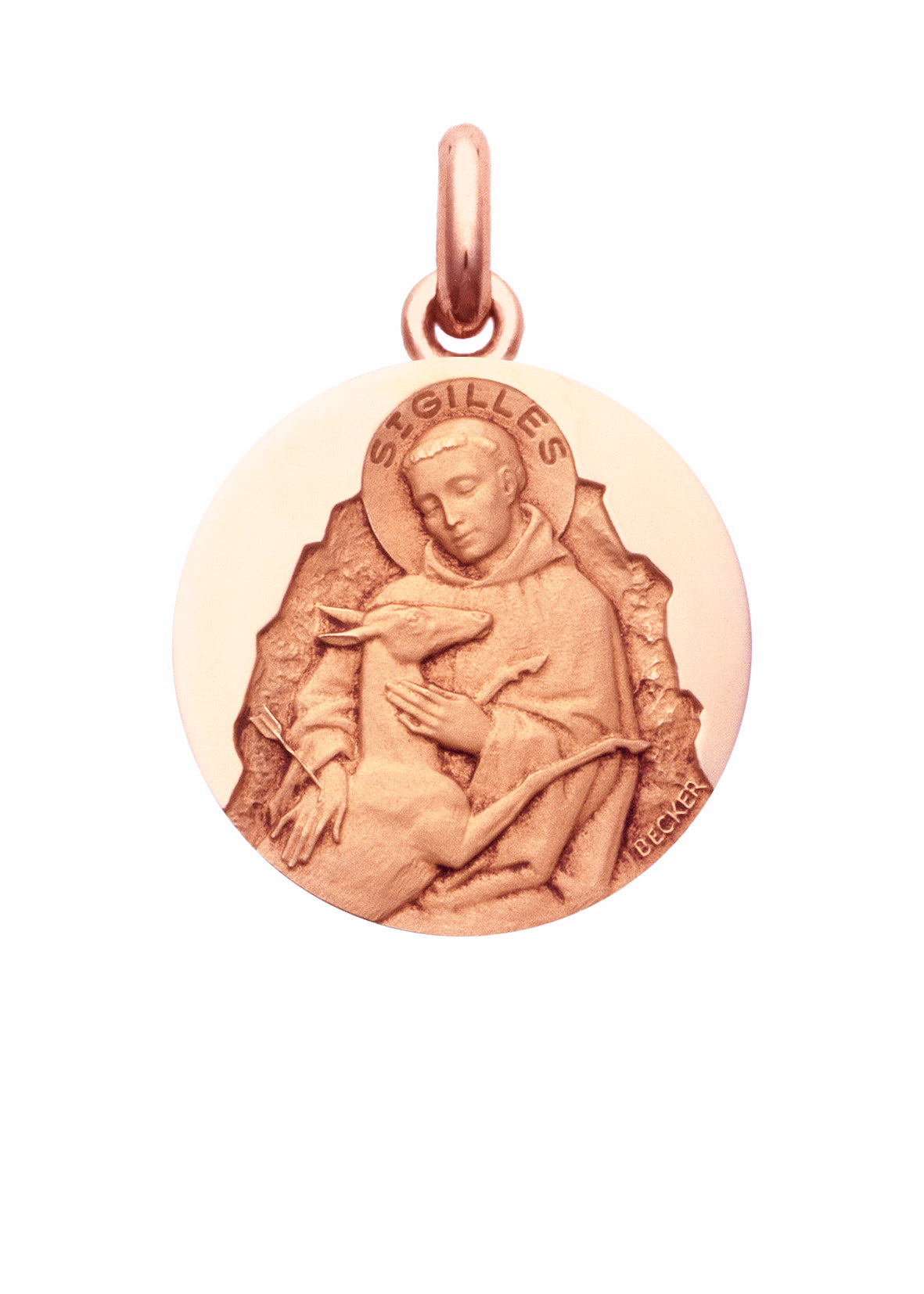 Médaille Saint Gilles OR ROSE 18 carats / 15 mm