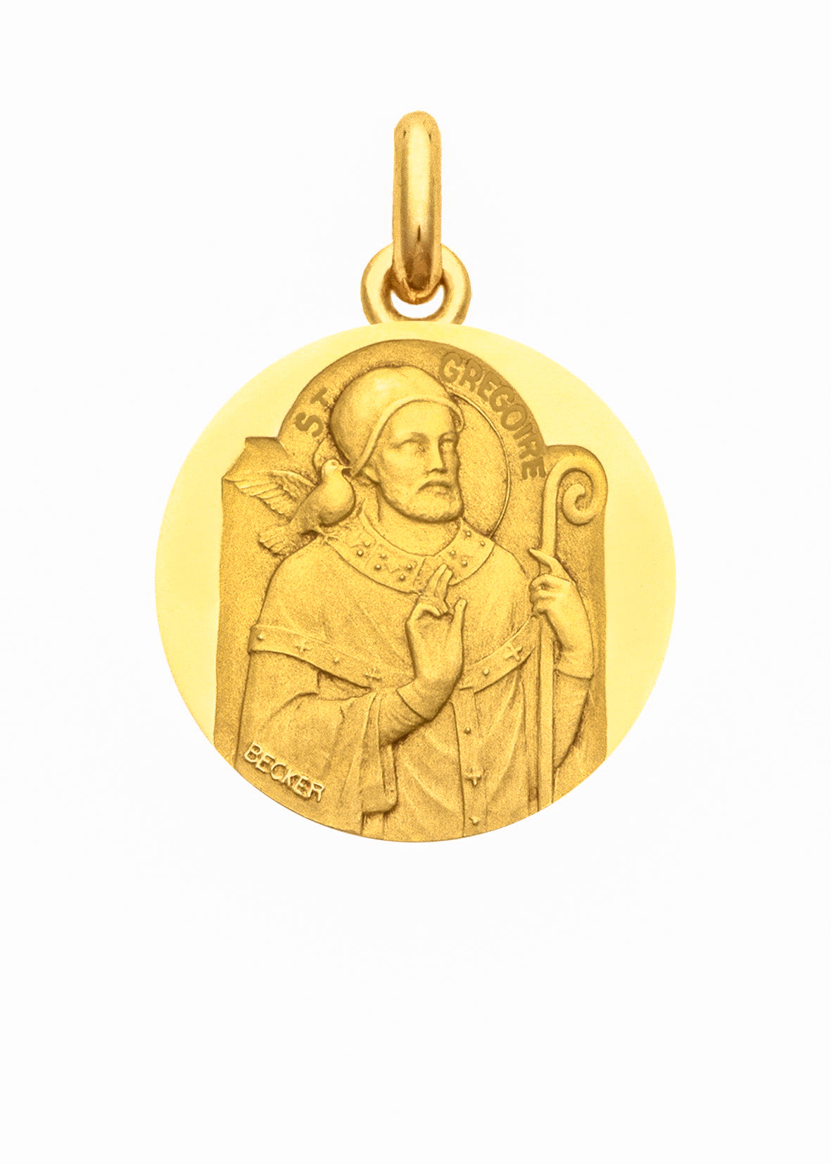 Médaille Saint Grégoire OR JAUNE 18 carats / 15 mm