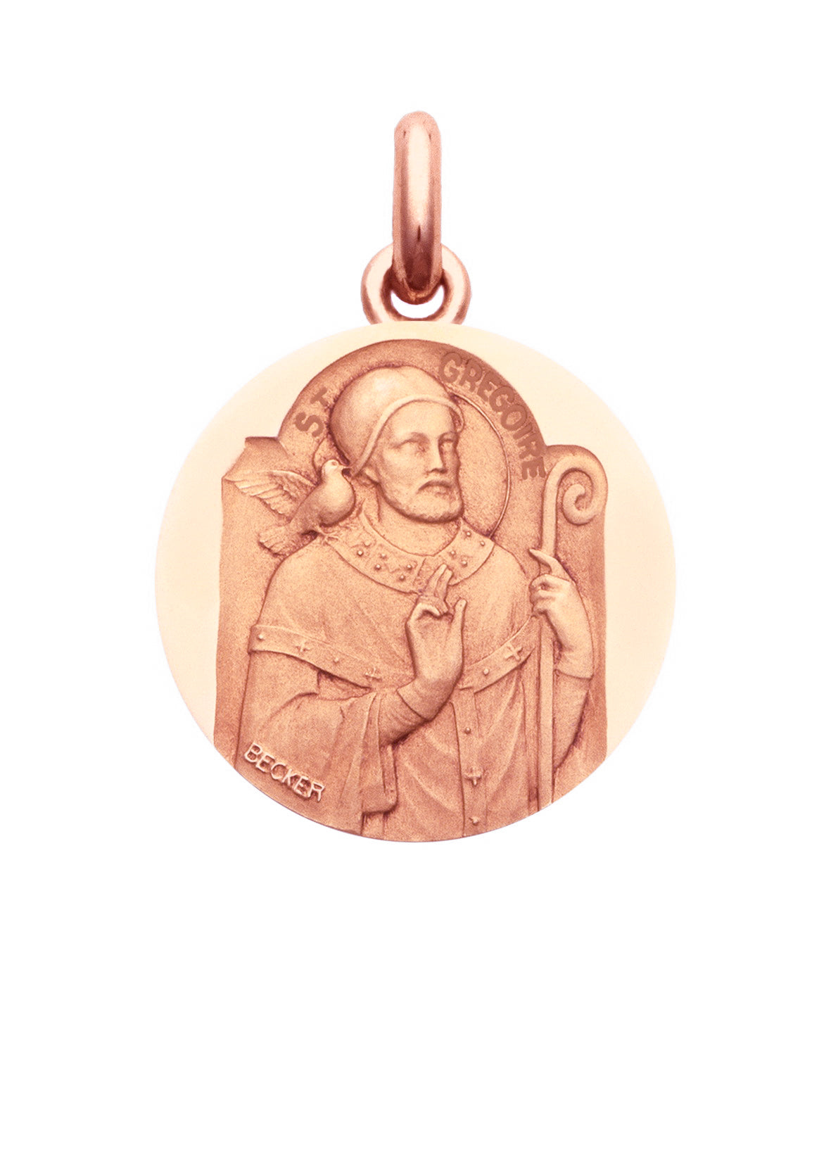 Médaille Saint Grégoire OR ROSE 18 carats / 15 mm