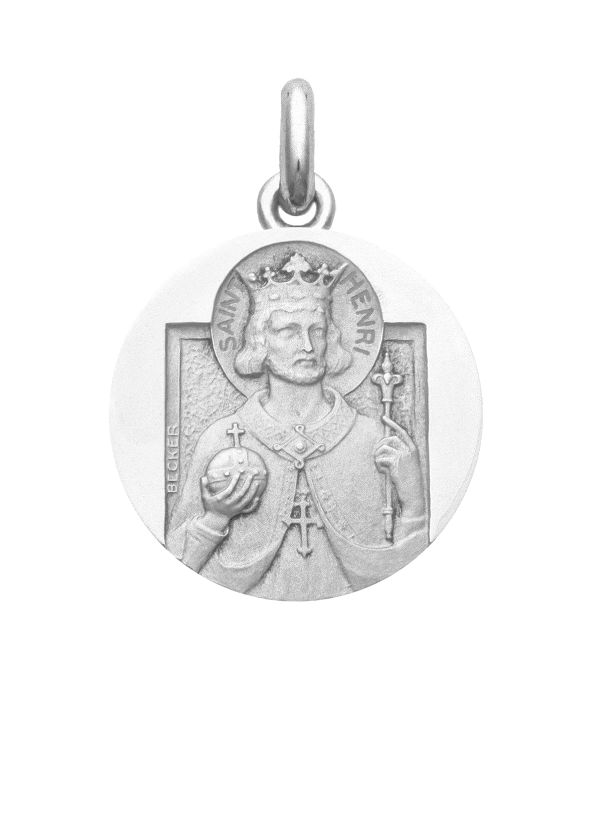 Médaille Saint Henri OR BLANC 18 carats / 20 mm