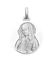 Médaille Sainte Isabelle OR BLANC 18 carats / 20 mm