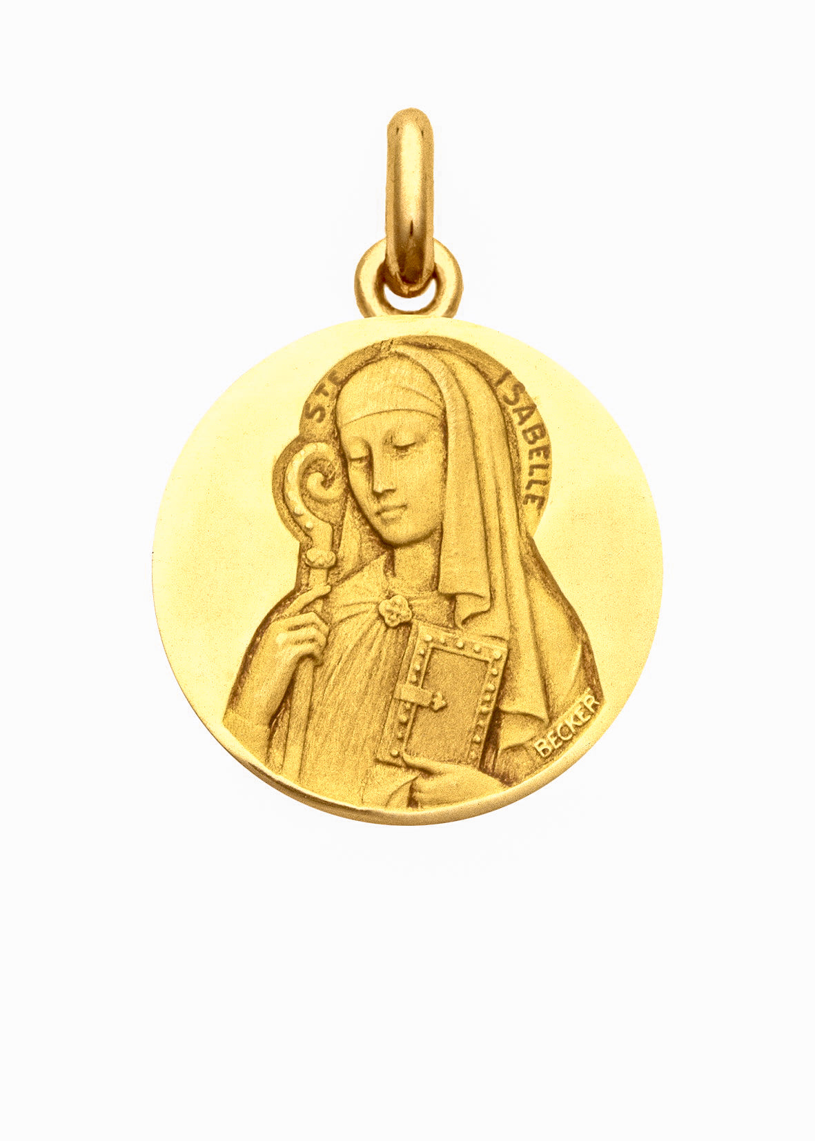 Médaille Sainte Isabelle OR JAUNE 18 carats / 15 mm
