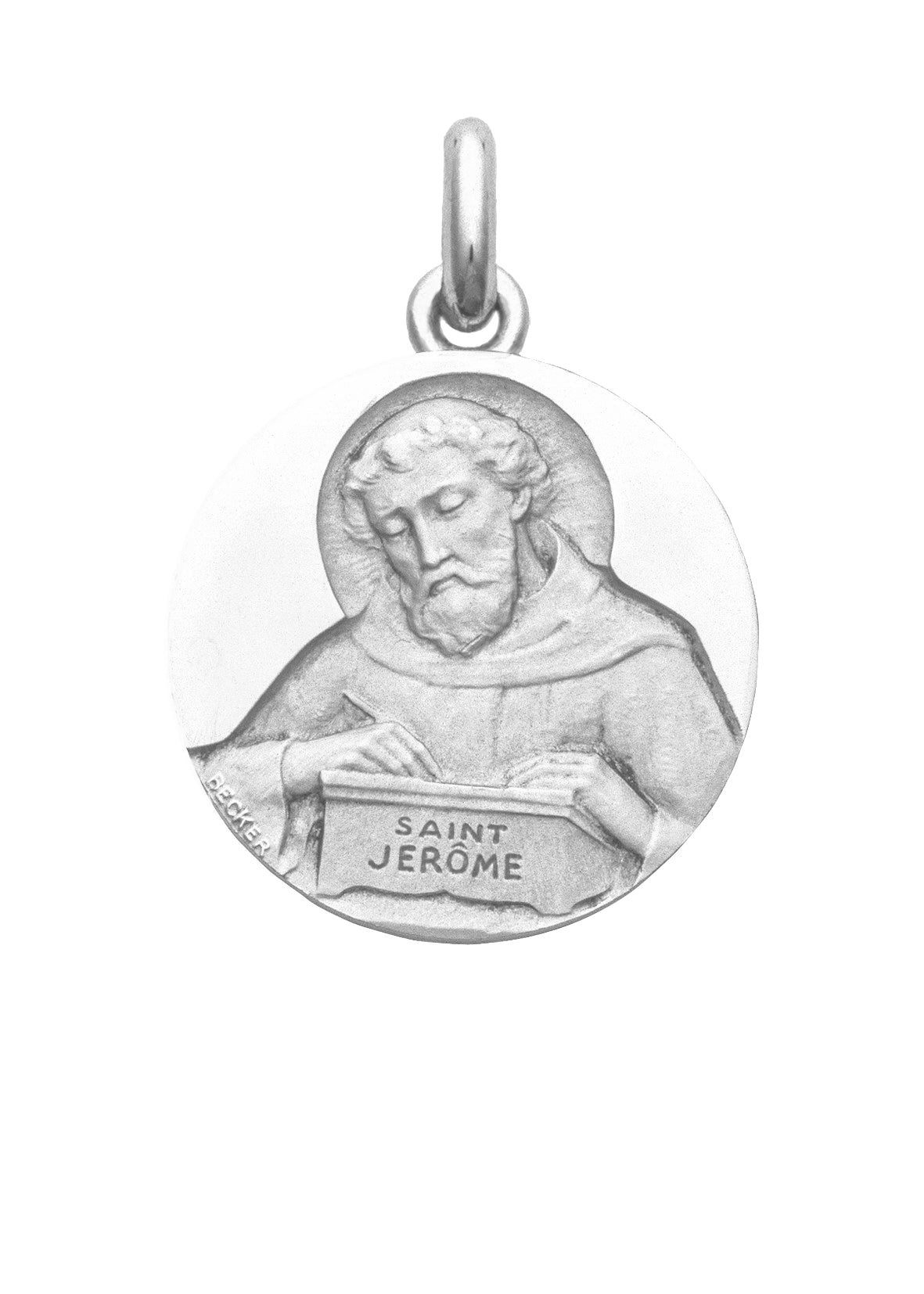 Médaille Saint Jérôme OR BLANC 18 carats / 20 mm