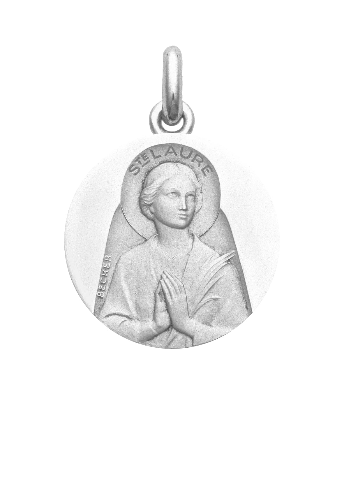 Médaille Sainte Laure OR BLANC 18 carats / 20 mm