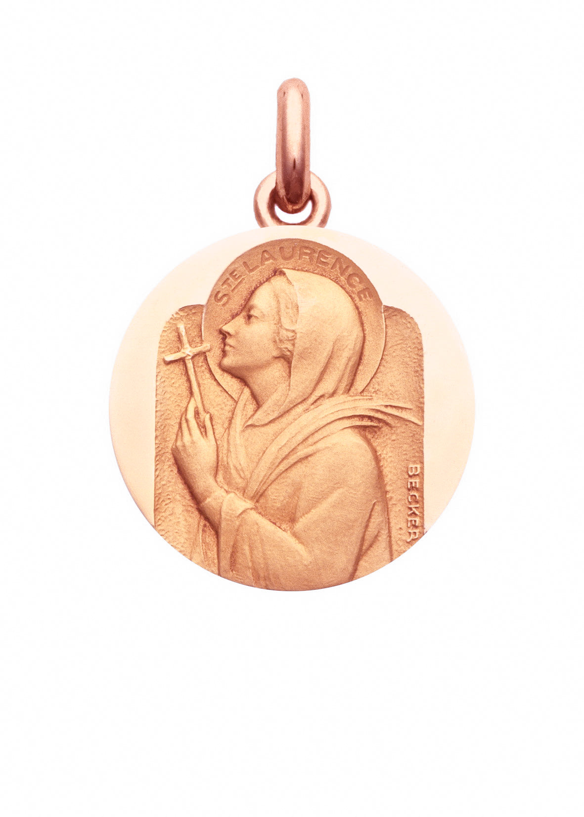 Médaille Sainte Laurence OR ROSE 18 carats / 15 mm