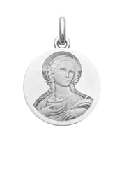 Médaille Sainte Lucie OR BLANC 18 carats / 20 mm