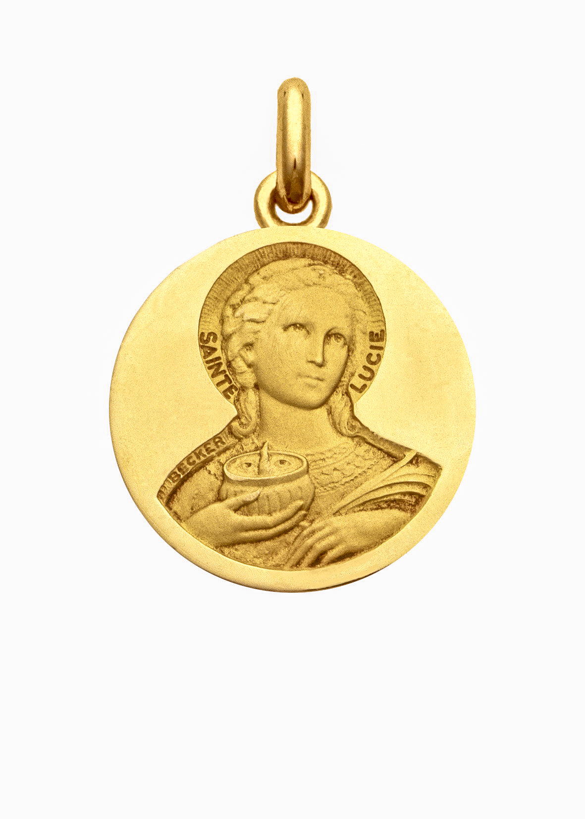Médaille Sainte Lucie OR JAUNE 18 carats / 15 mm
