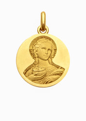 Médaille Sainte Lucie OR JAUNE 18 carats / 15 mm