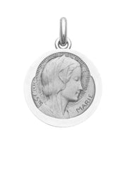 Médaille Sainte Marie OR BLANC 18 carats / 20 mm