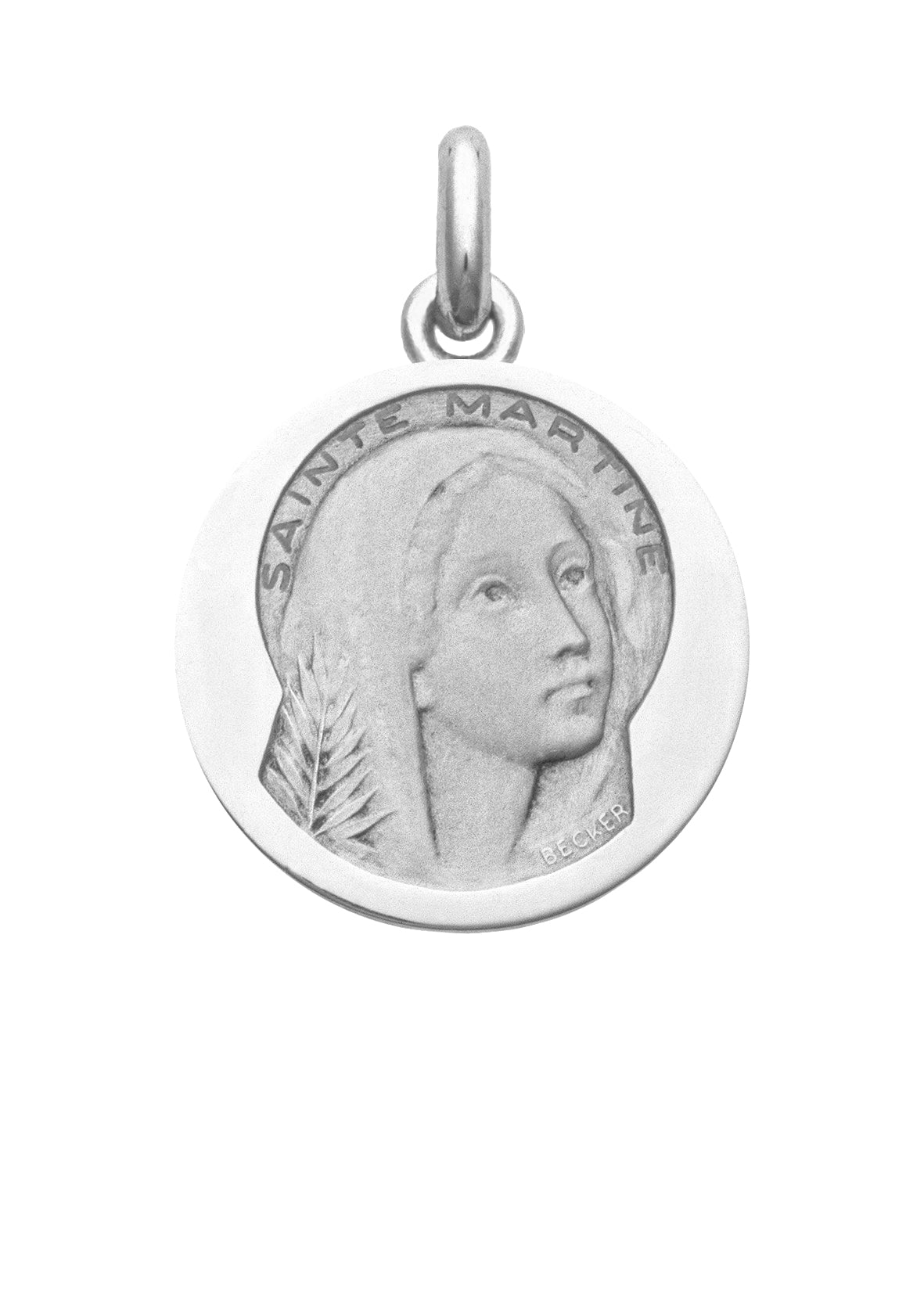 Médaille Sainte Martine OR BLANC 18 carats / 20 mm