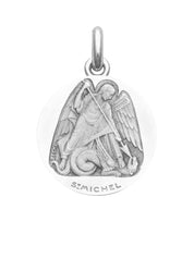 Médaille Saint Michel polie OR BLANC 18 carats / 20 mm