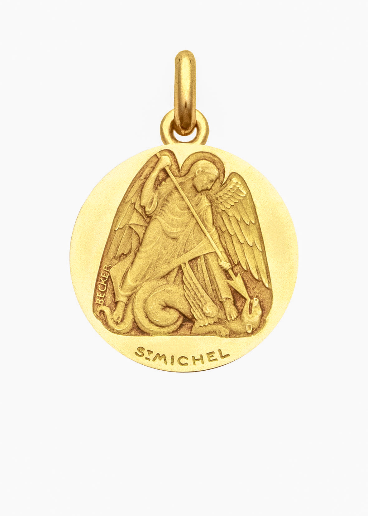Médaille Saint Michel polie OR JAUNE 18 carats / 15 mm