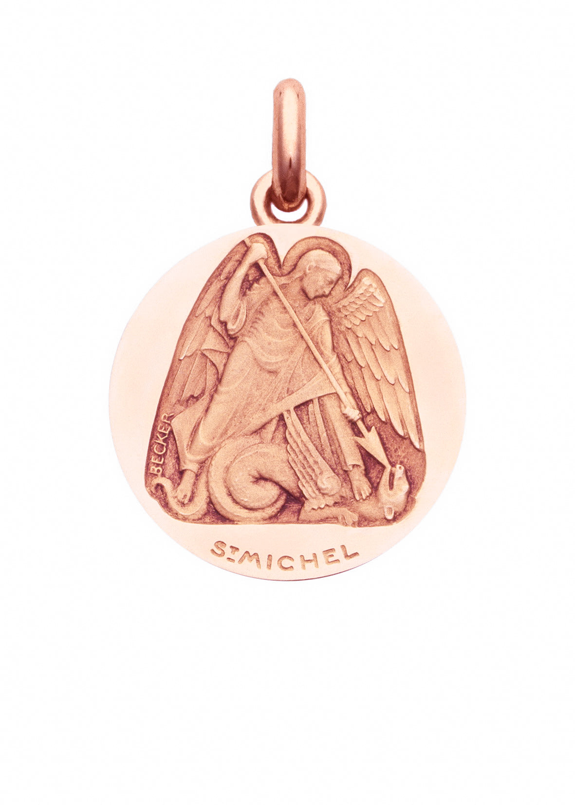Médaille Saint Michel polie OR ROSE 18 carats / 15 mm