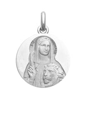 Médaille Sainte Nathalie OR BLANC 18 carats / 20 mm
