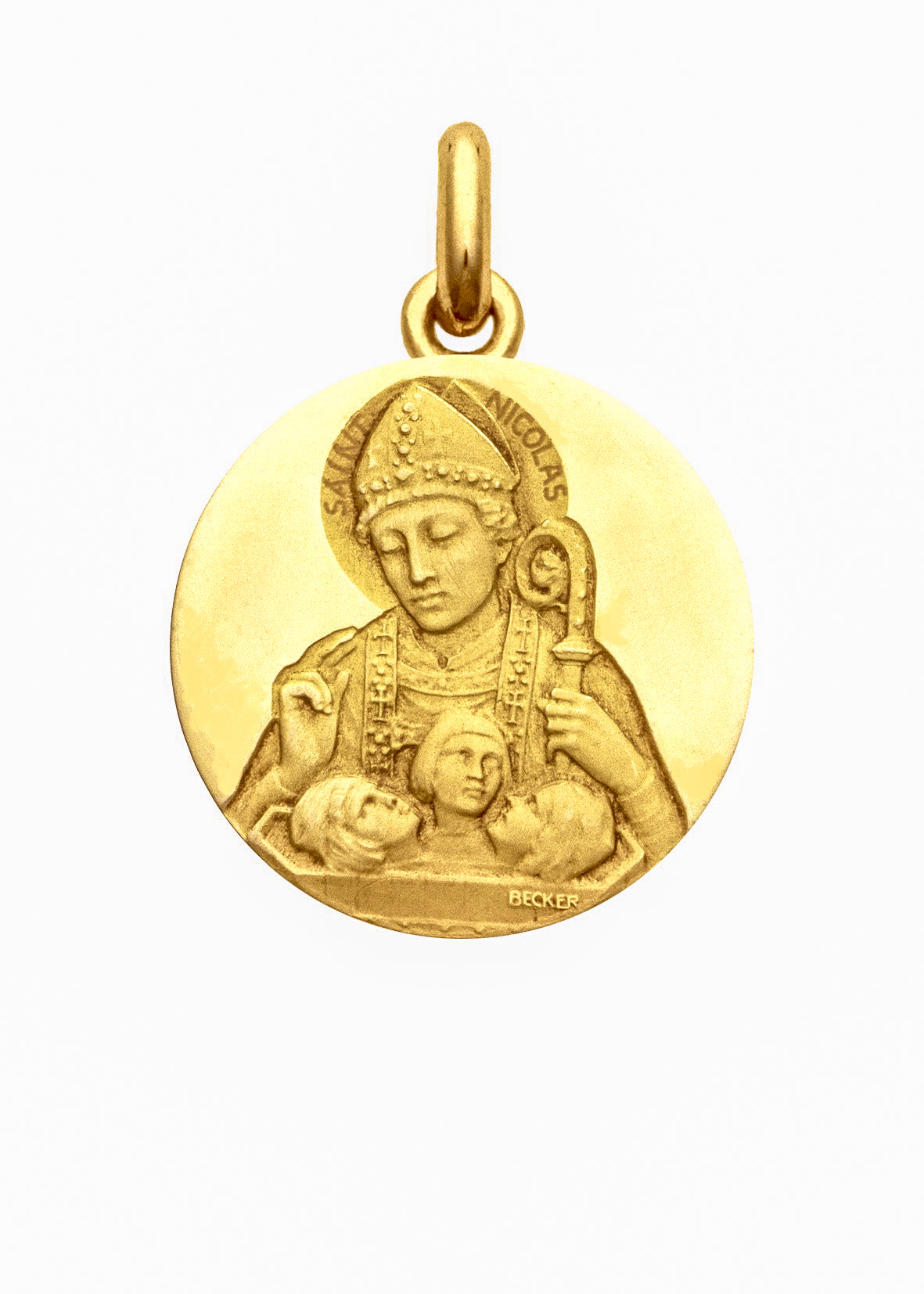 Médaille Saint Nicolas OR JAUNE 18 carats / 15 mm