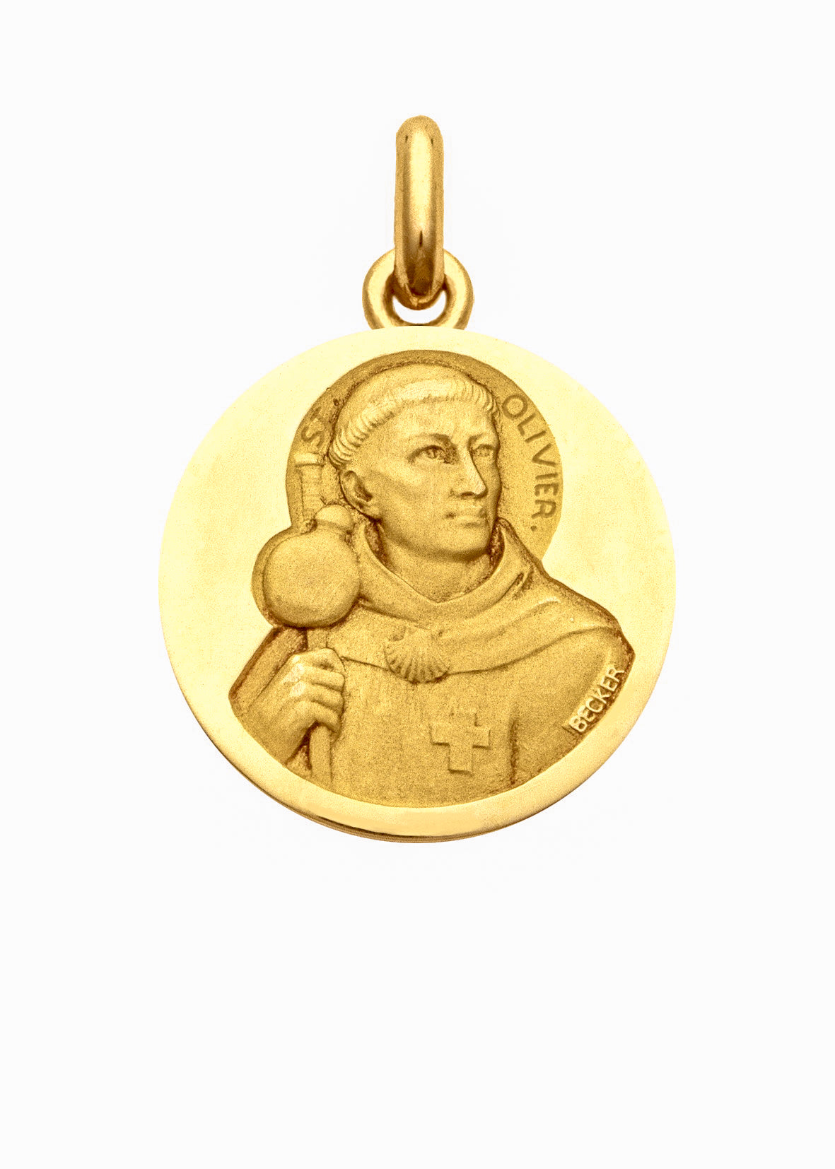 Médaille Saint Olivier OR JAUNE 18 carats / 15 mm