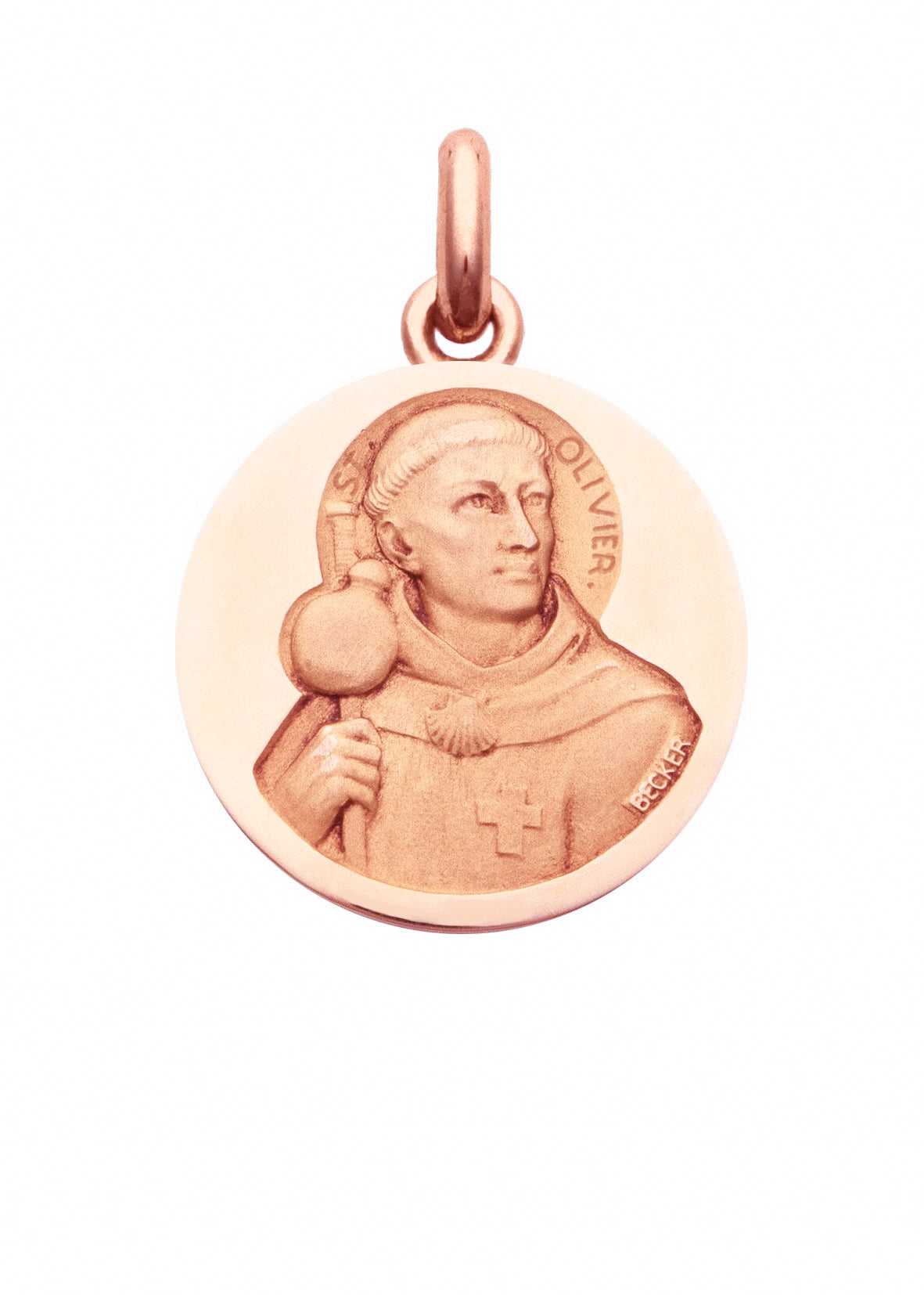 Médaille Saint Olivier OR ROSE 18 carats / 15 mm