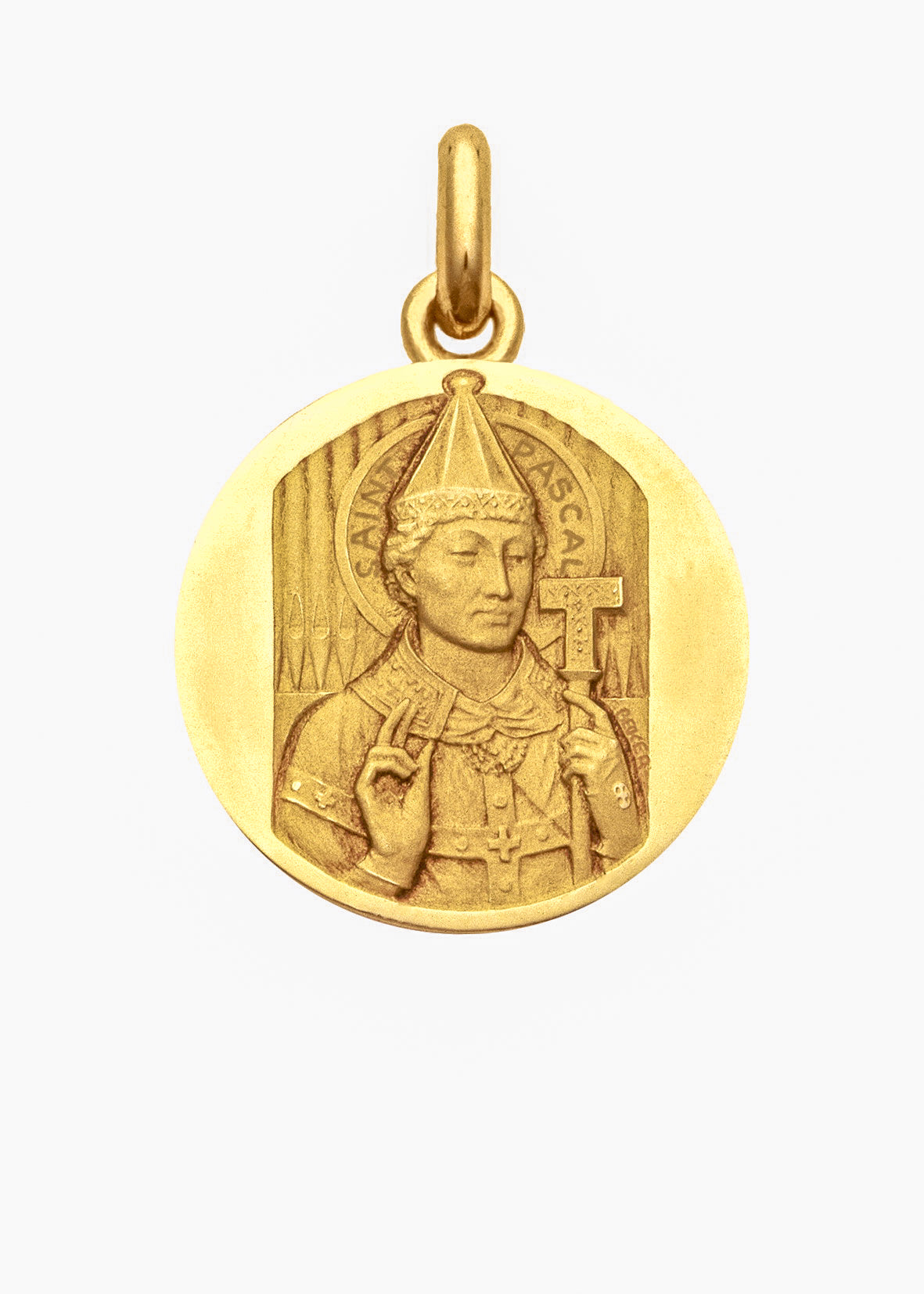 Médaille Saint Pascal OR JAUNE 18 carats / 15 mm