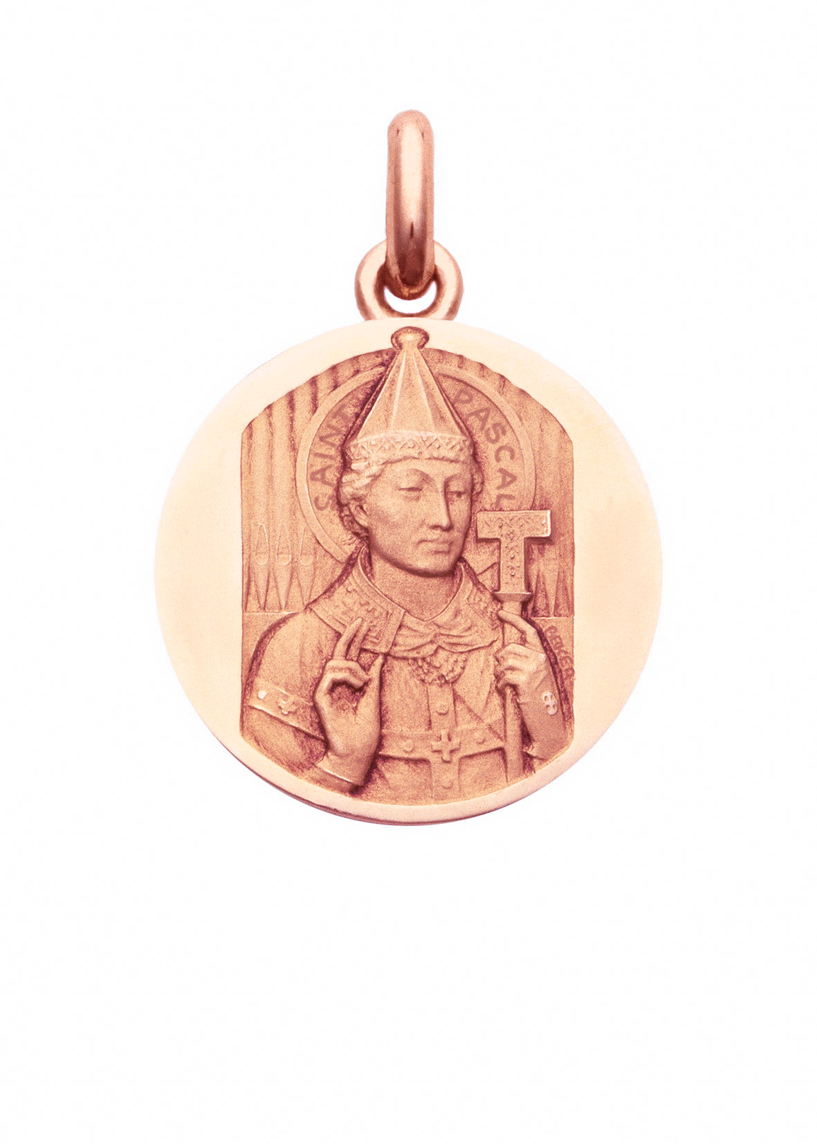 Médaille Saint Pascal OR ROSE 18 carats / 15 mm