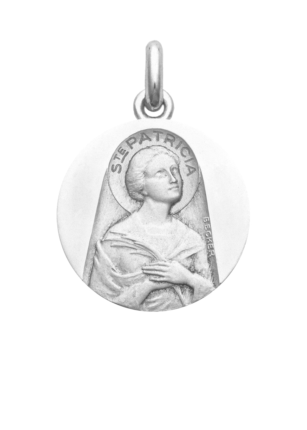 Médaille Sainte Patricia OR BLANC 18 carats / 20 mm