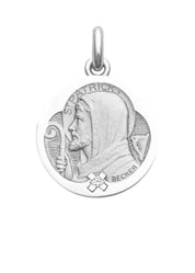 Médaille Saint Patrick OR BLANC 18 carats / 20 mm