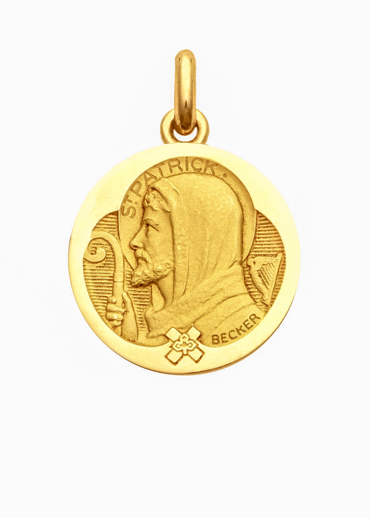 Médaille Saint Patrick OR JAUNE 18 carats / 15 mm