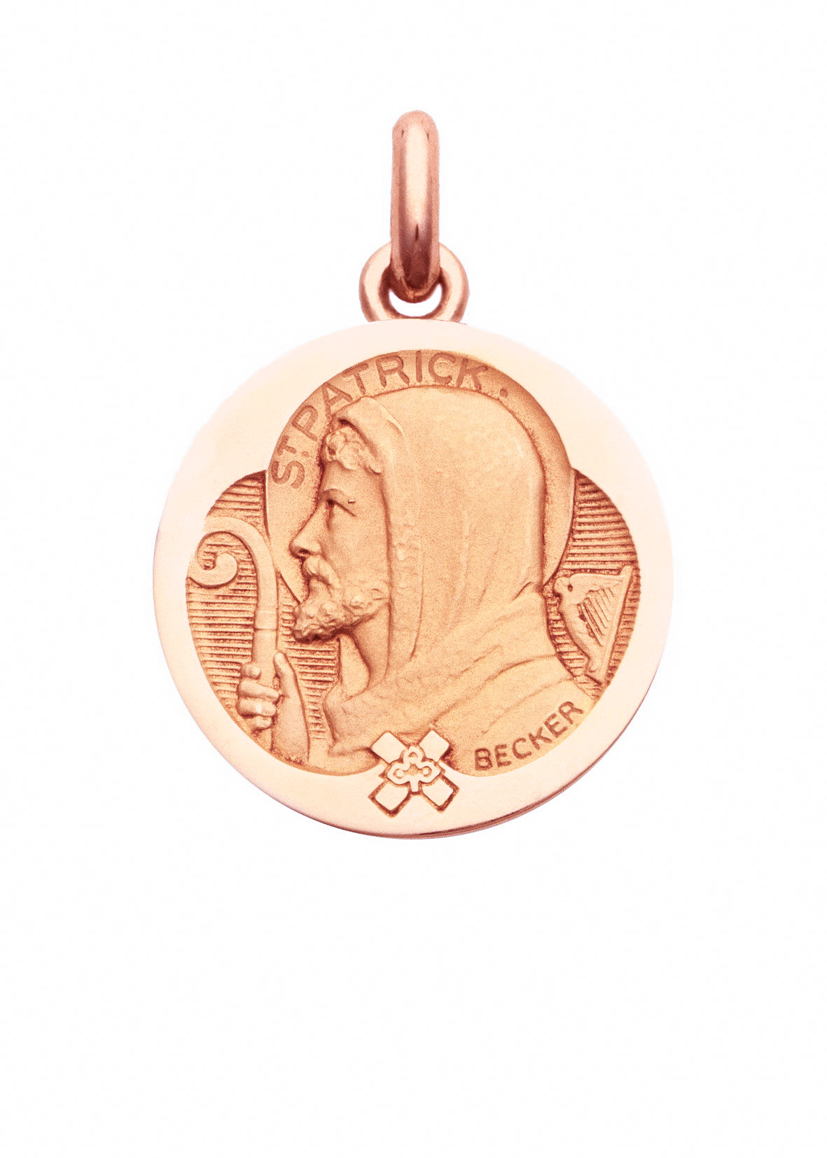 Médaille Saint Patrick OR ROSE 18 carats / 15 mm