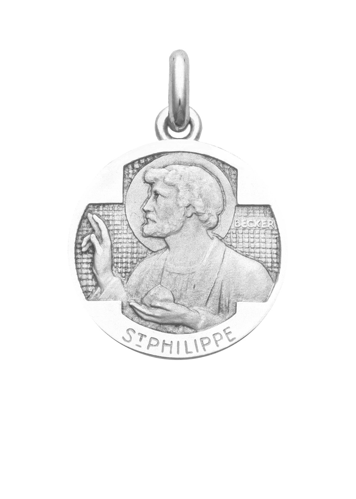 Médaille Saint Philippe OR BLANC 18 carats / 20 mm