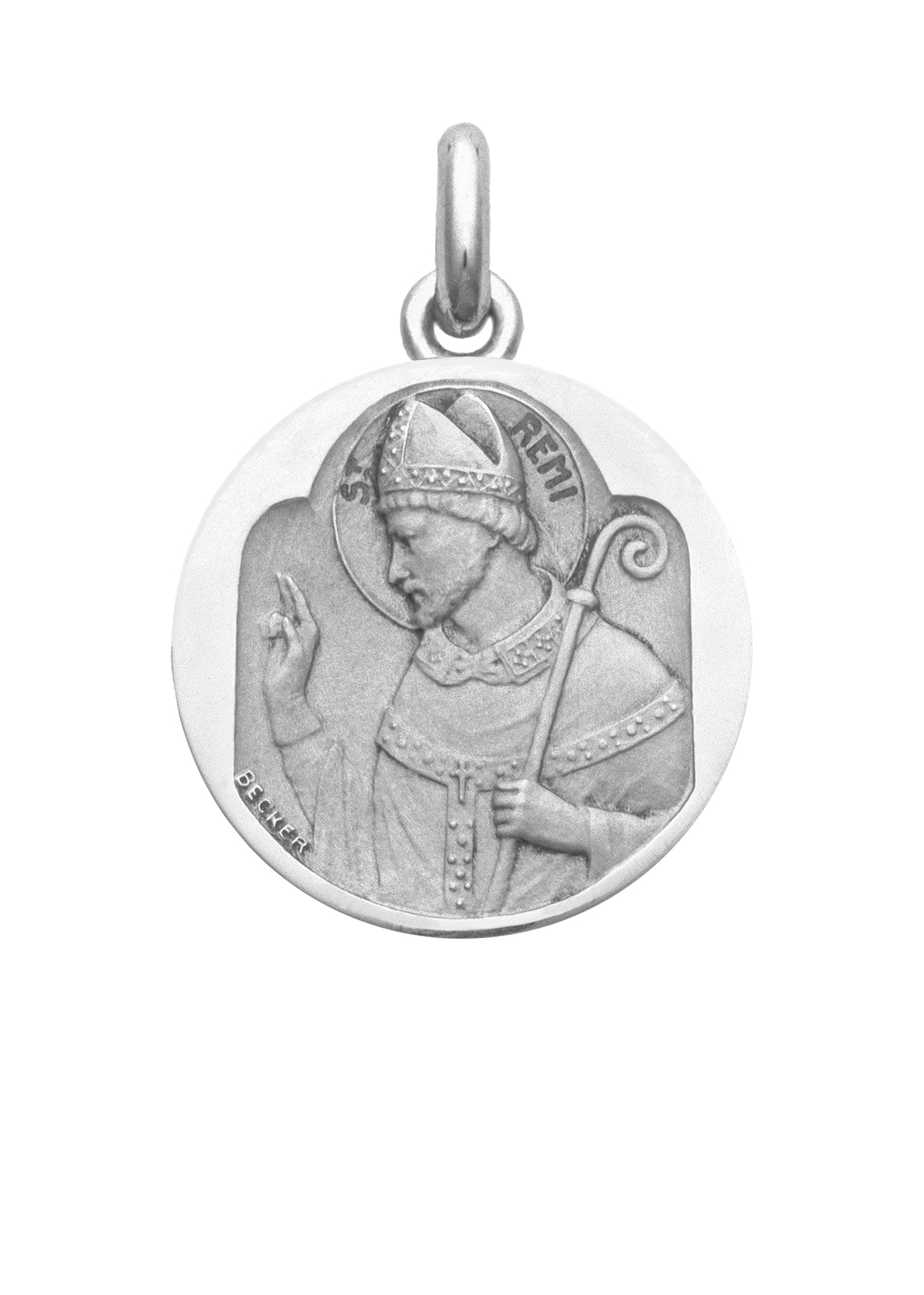 Médaille Saint Rémi OR BLANC 18 carats / 20 mm